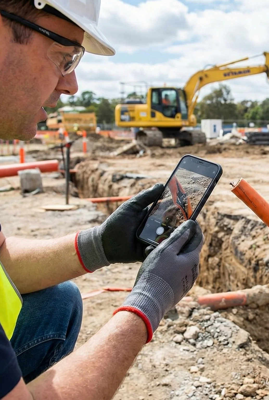 Field worker using tablet