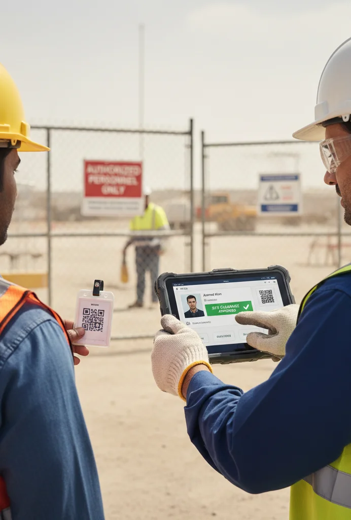 Field worker using tablet