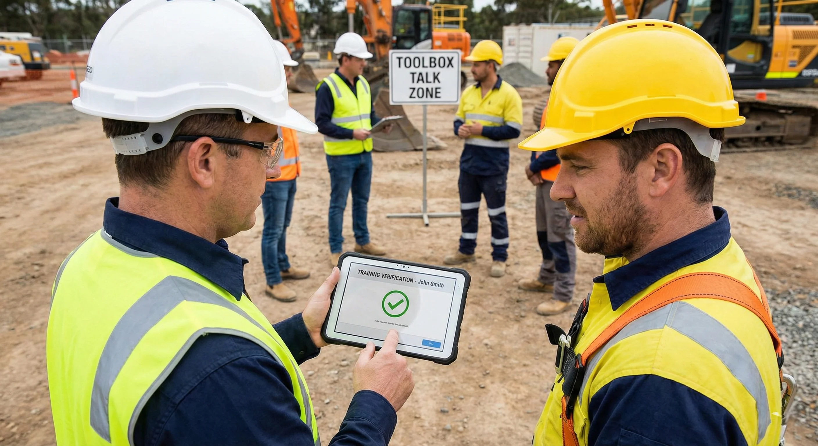 Safety professional with tablet